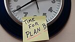 Uhr mit Post-it: Time for Plan B